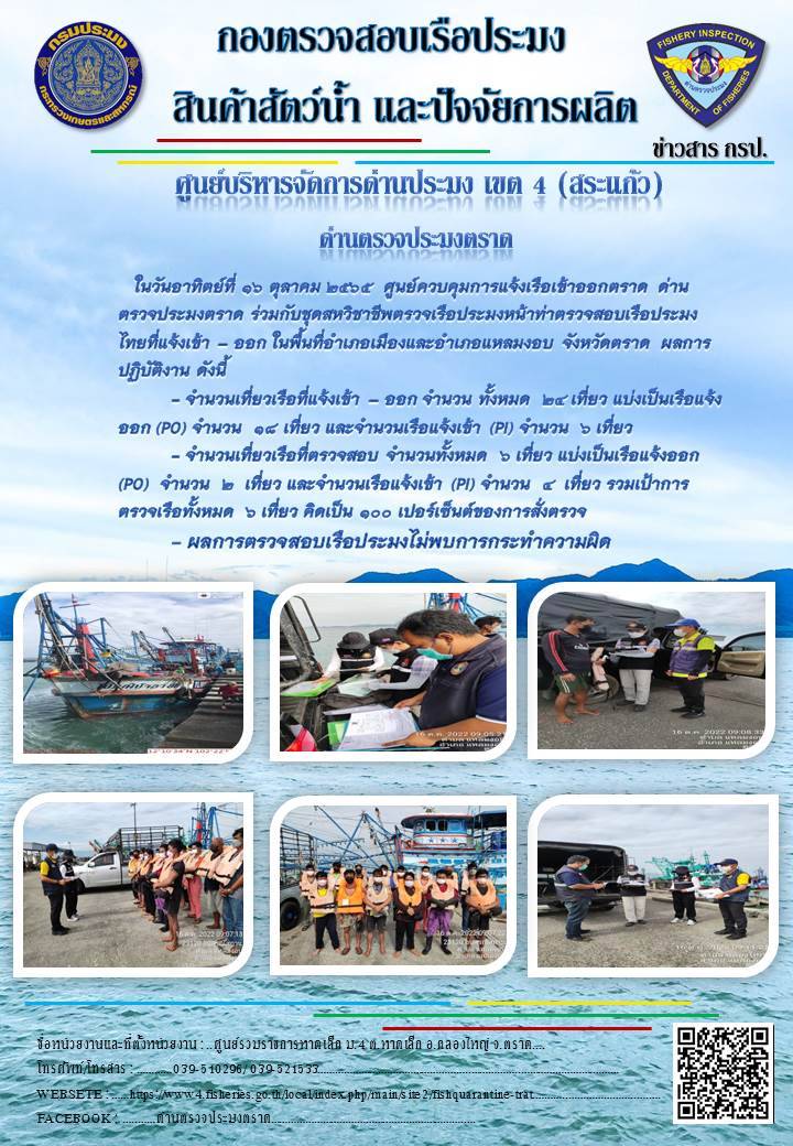 ผลการปฏิบัติงานประจำวันที่ 16 ตุลาคม 2565..คลิก