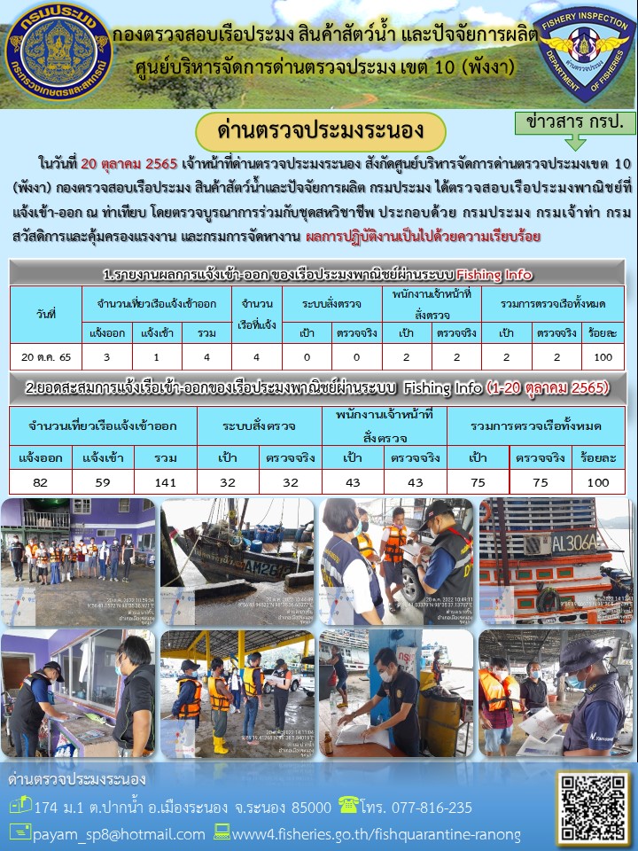 ตรวจสอบเรือประมงพาณิชย์  ณ ท่าเทียบเรือประมง..คลิก