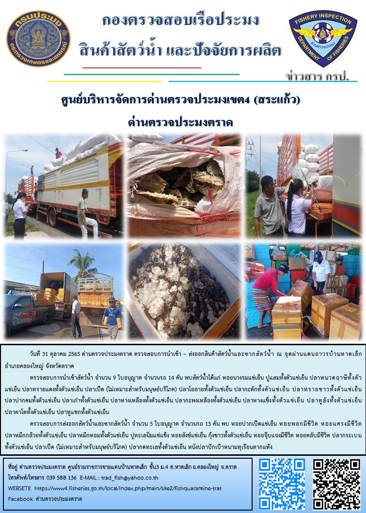 ผลการปฏิบัติงานประจำวันที่ 31 ตุลาคม 2565..คลิก