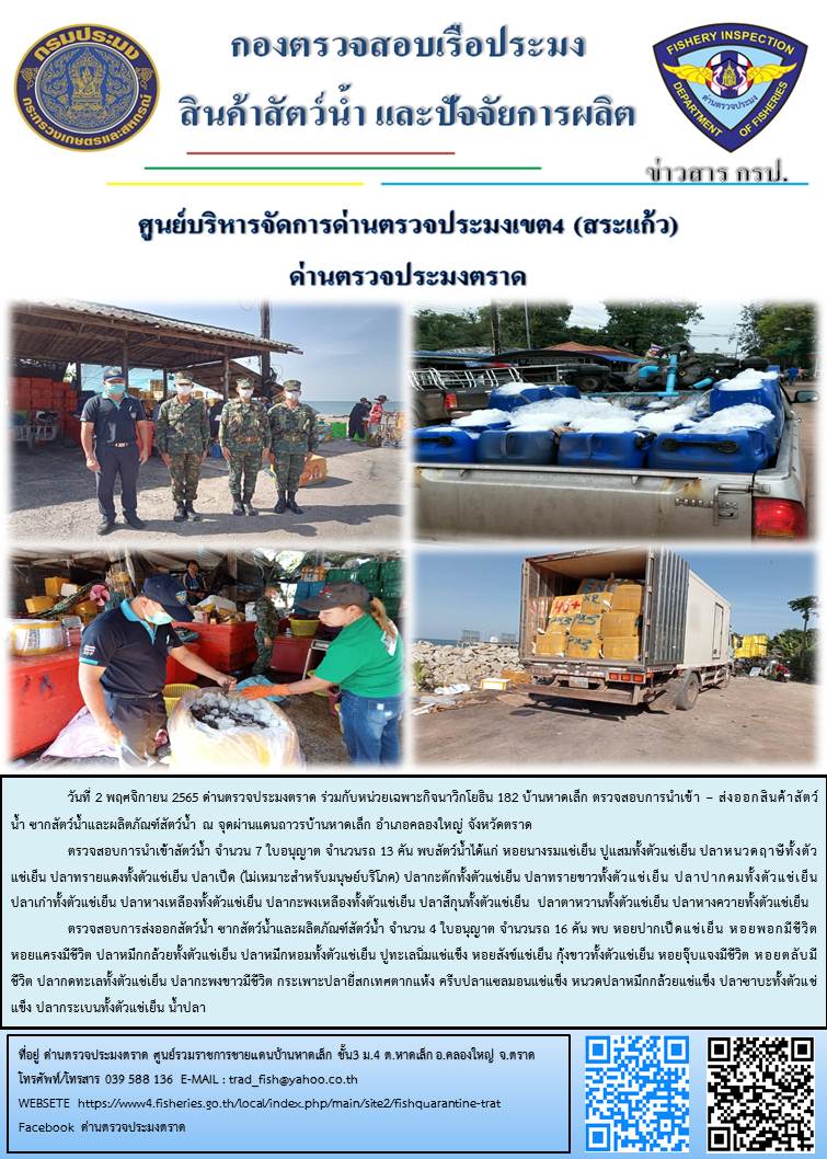 ผลการปฏิบัติงานประจำวันที่ 2 พฤศจิกายน 2565..คลิก