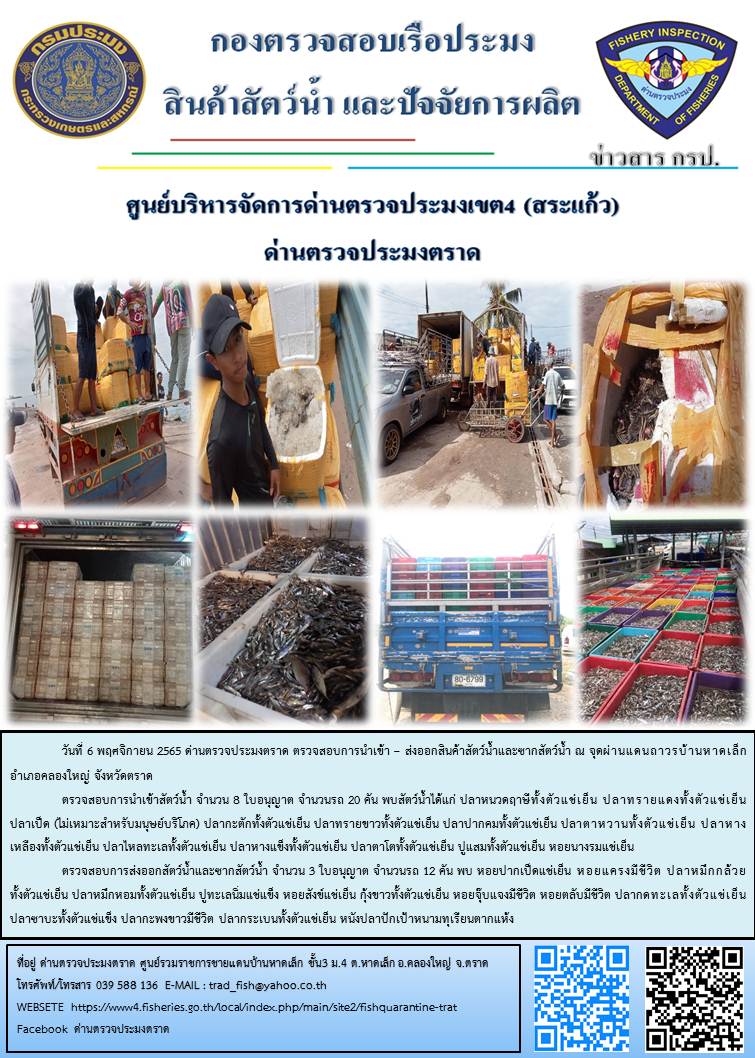 ผลการปฏิบัติงานประจำวันที่ 6 พฤศจิกายน 2565..คลิก
