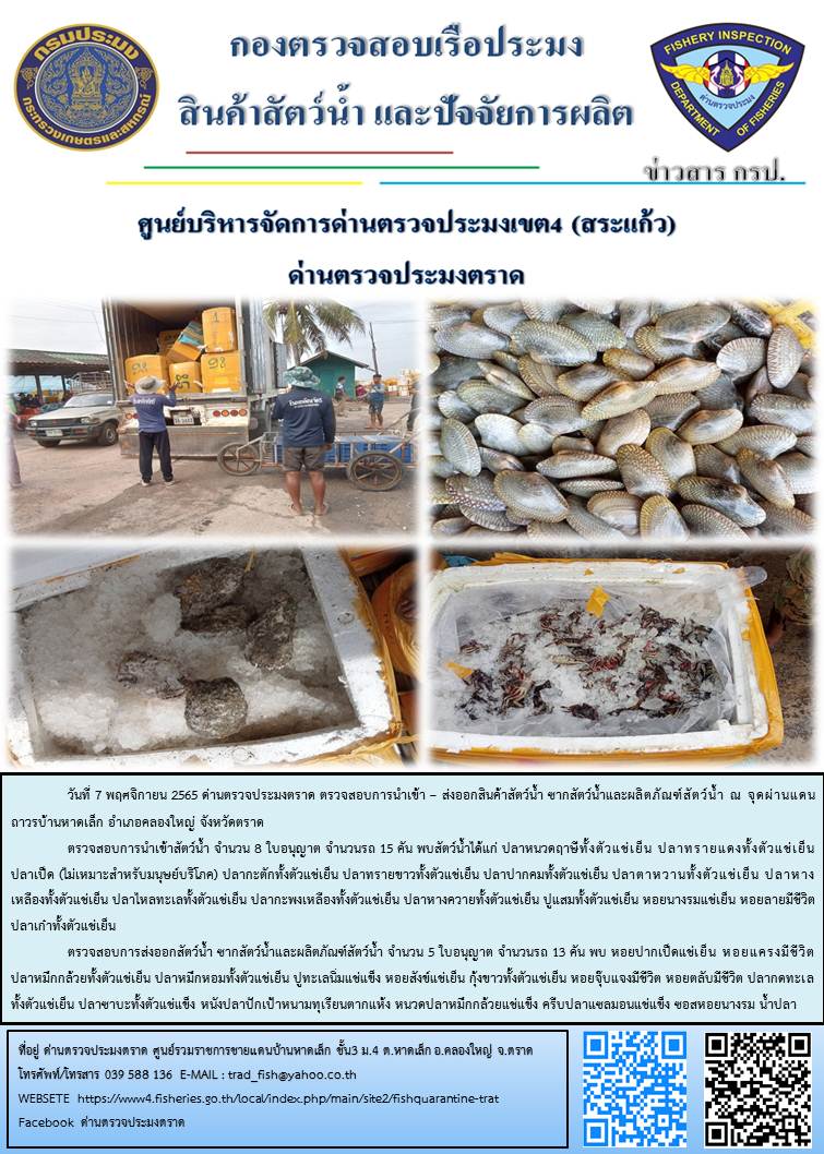 ผลการปฏิบัติงานประจำวันที่ 7 พฤศจิกายน 2565..คลิก