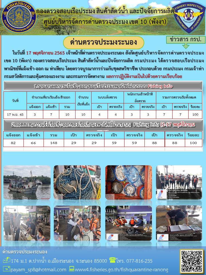 ตรวจสอบเรือประมงพาณิชย์ ณ ท่าเทียบเรือ..คลิก