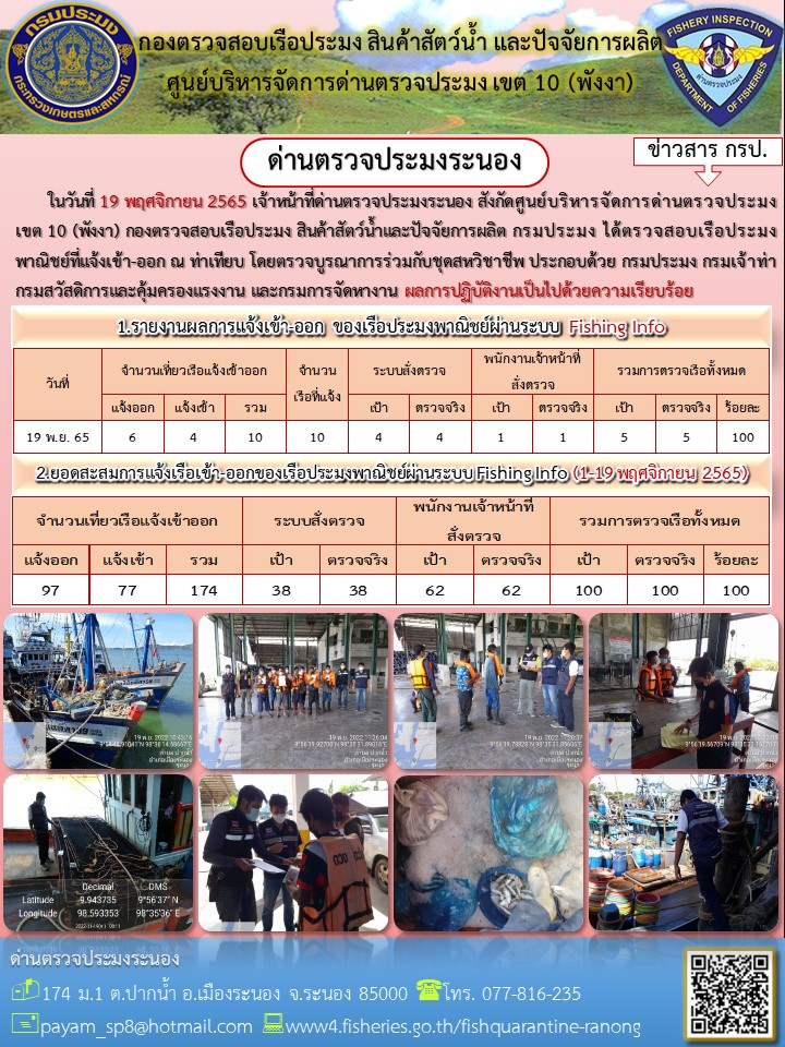 ตรวจสอบเรือประมงพาณิชย์  ณ ท่าเทียบเรือประมง..คลิก