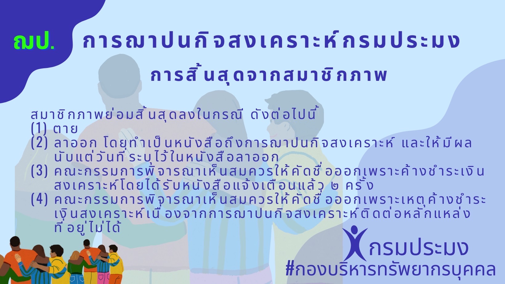 สมาชิกภาพของสมาชิก ฌาปนกิจสงเคราะห์กรมประมงสิ้นสุดลงในกรณี ใดบ้าง ?..คลิก