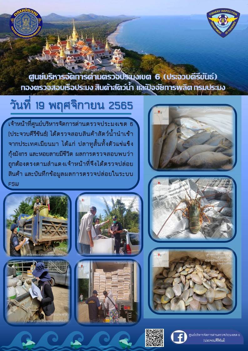 ตรวจสอบสินค้าสัตว์น้ำนำเข้าจากประเทศเมียนมา..คลิก