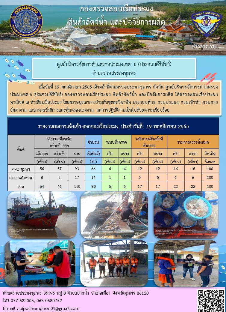 ตรวจสอบเรือประมงพาณิชย์ ณ ท่าเทียบเรือประมง..คลิก