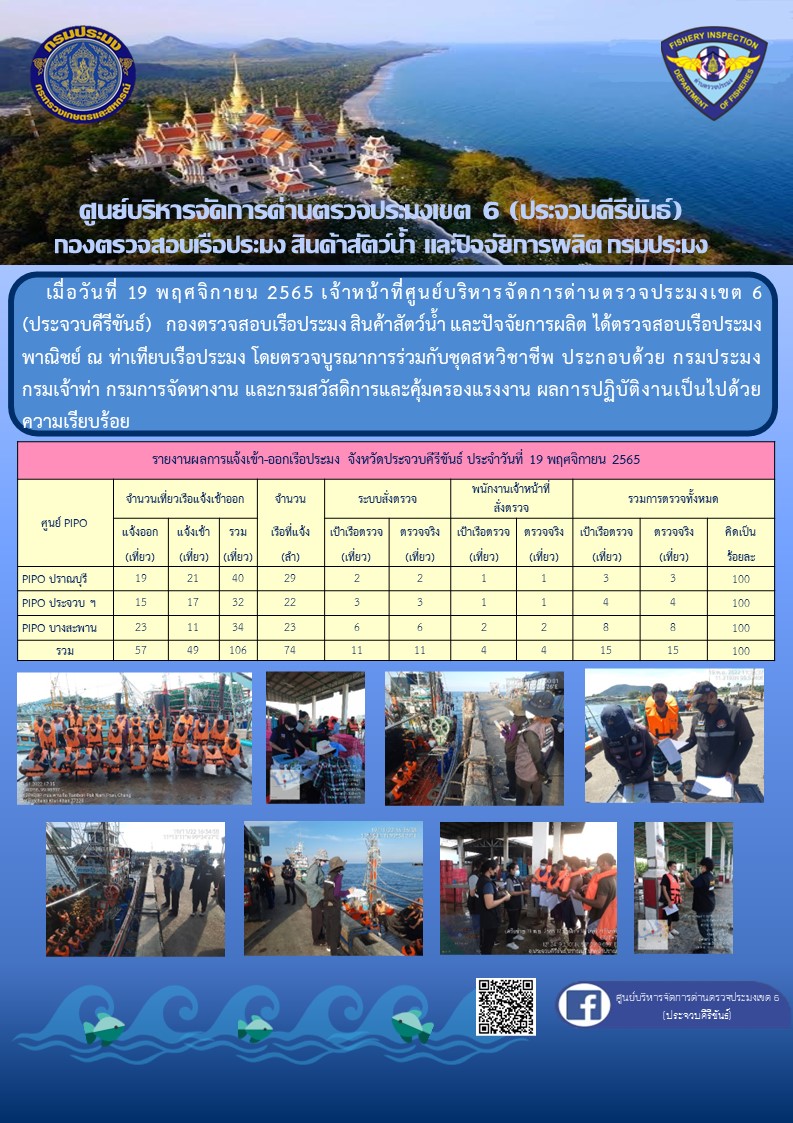 ตรวจสอบเรือประมงพาณิชย์ ณ ท่าเทียบเรือประมง..คลิก