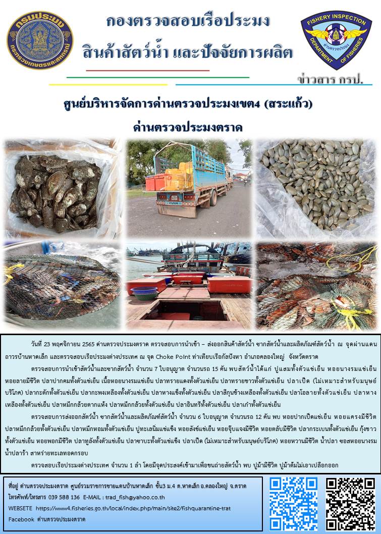 ผลการปฏิบัติงานประจำวันที่ 23 พฤศจิกายน 2565..คลิก