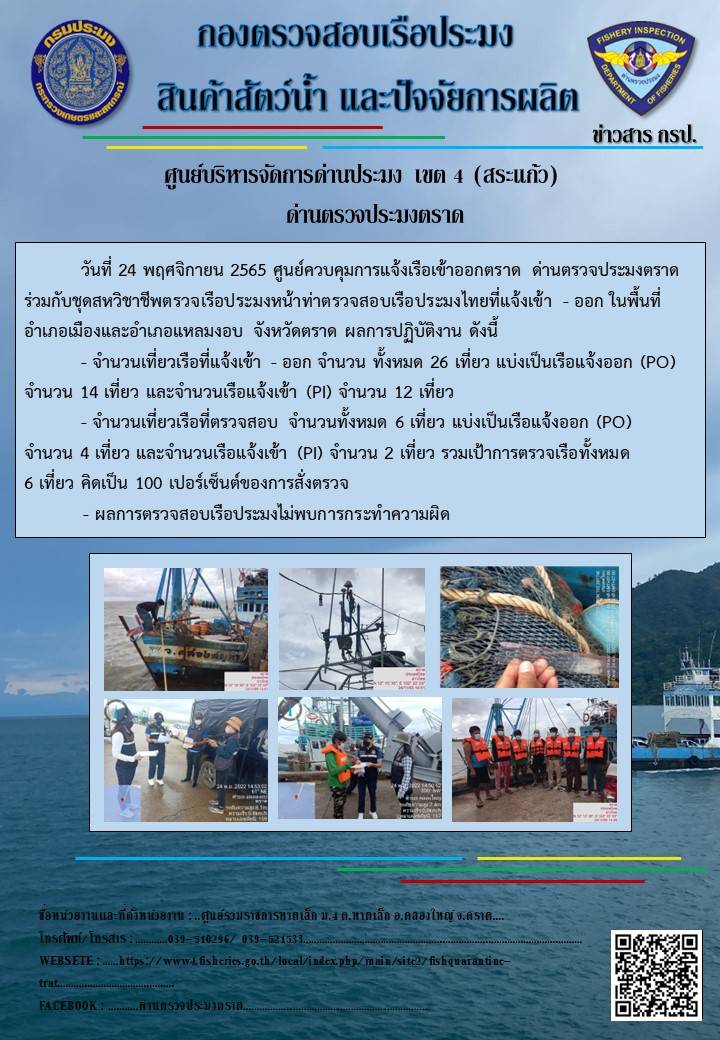 ผลการปฏิบัติงานประจำวันที่ 24 พฤศจิกายน 2565..คลิก
