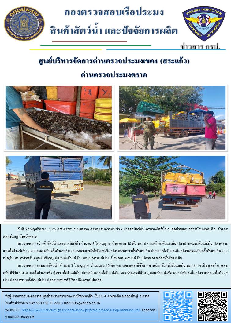 ผลการปฏิบัติงานประจำวันที่ 27 พฤศจิกายน 2565..คลิก