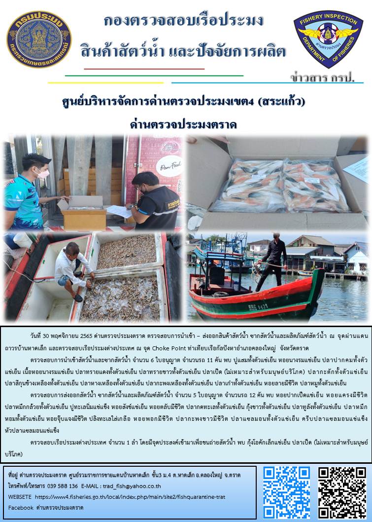ผลการปฏิบัติงานประจำวันที่ 30 พฤศจิกายน 2565..คลิก