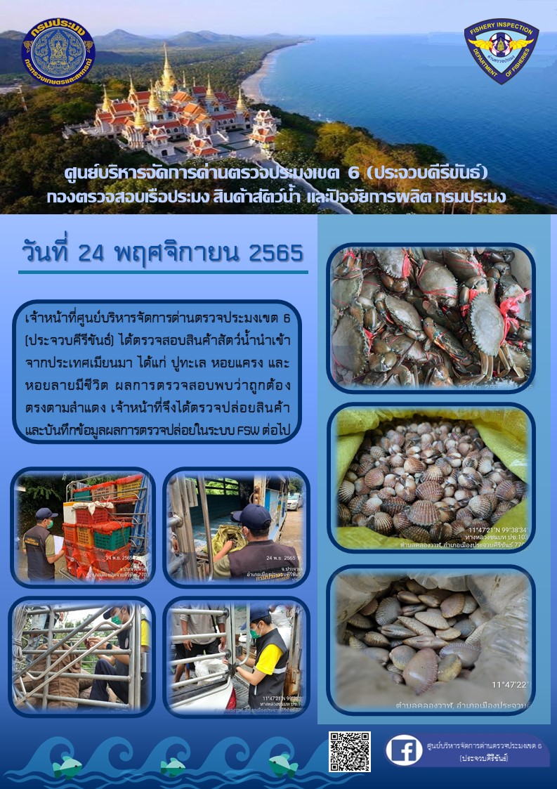 ตรวจสอบสินค้าสัตว์น้ำนำเข้าจากประเทศเมียนมา..คลิก