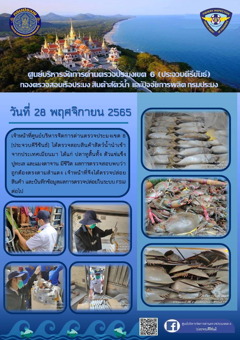 ตรวจสอบสินค้าสัตว์น้ำนำเข้าจากประเทศเมียนมา..คลิก