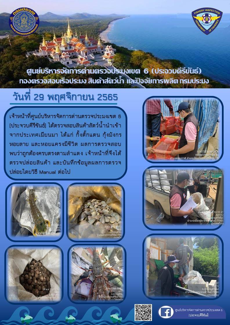 ตรวจสอบสินค้าสัตว์น้ำนำเข้าจากประเทศเมียนมา..คลิก
