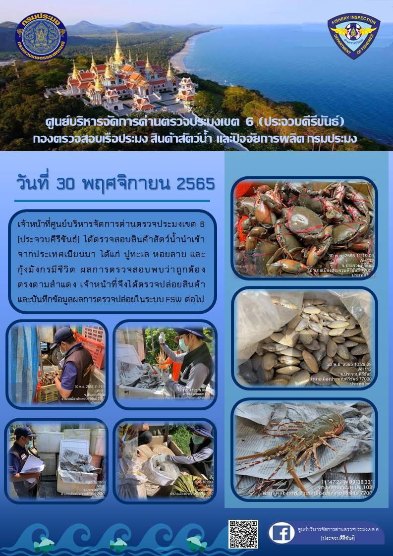 ตรวจสอบสินค้าสัตว์น้ำนำเข้าจากประเทศเมียนมา..คลิก