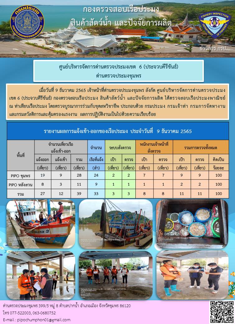 ตรวจสอบเรือประมงพาณิชย์ ณ ท่าเทียบเรือประมง..คลิก