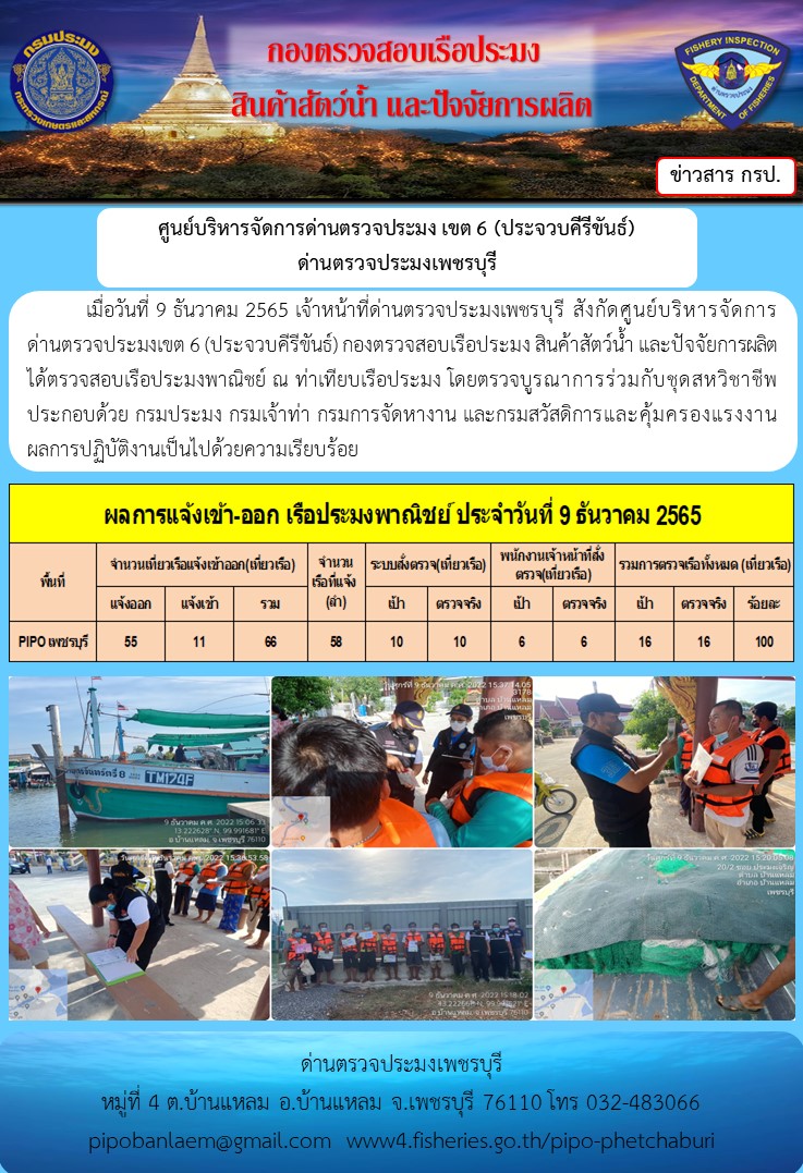 ตรวจสอบเรือประมงพาณิชย์ ณ ท่าเทียบเรือประมง..คลิก