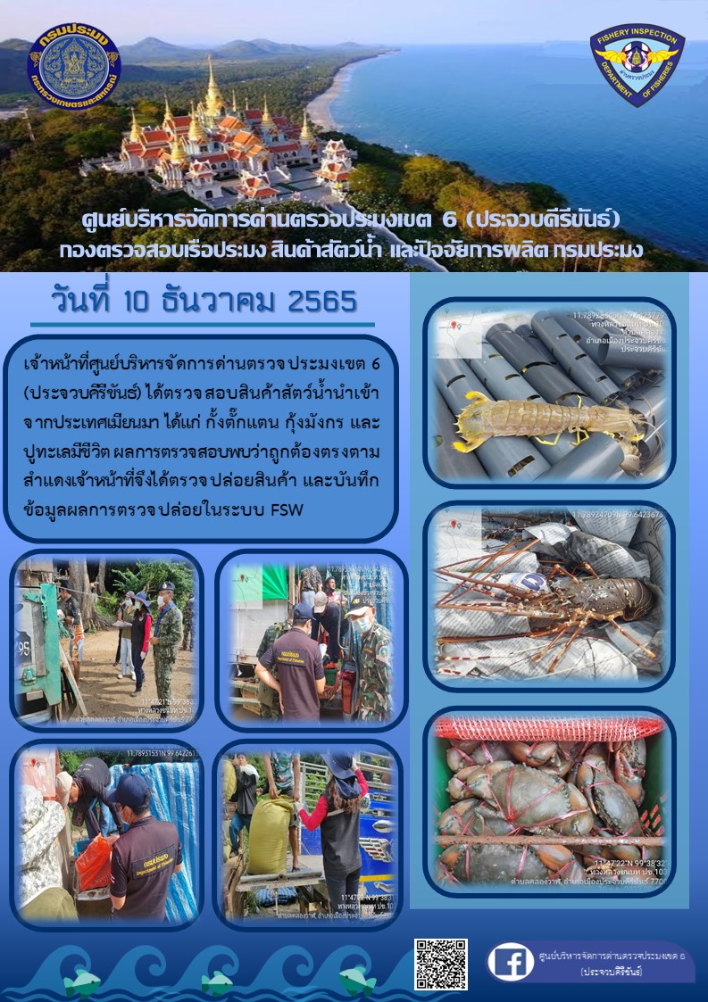 ตรวจสอบสินค้าสัตว์น้ำนำเข้าจากประเทศเมียนมา..คลิก