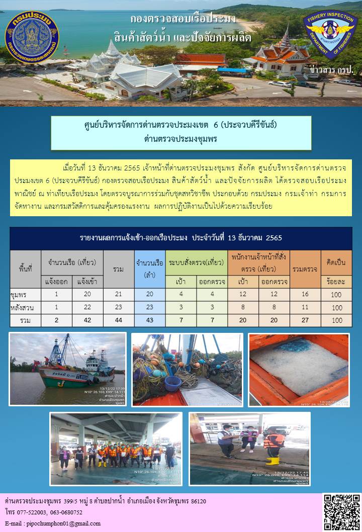 ตรวจสอบเรือประมงพาณิชย์ ณ ท่าเทียบเรือประมง..คลิก
