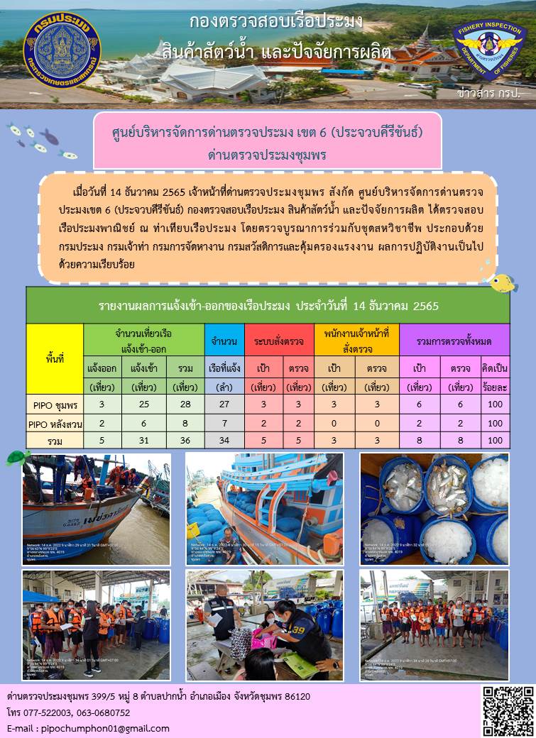 ตรวจสอบเรือประมงพาณิชย์ ณ ท่าเทียบเรือประมง..คลิก