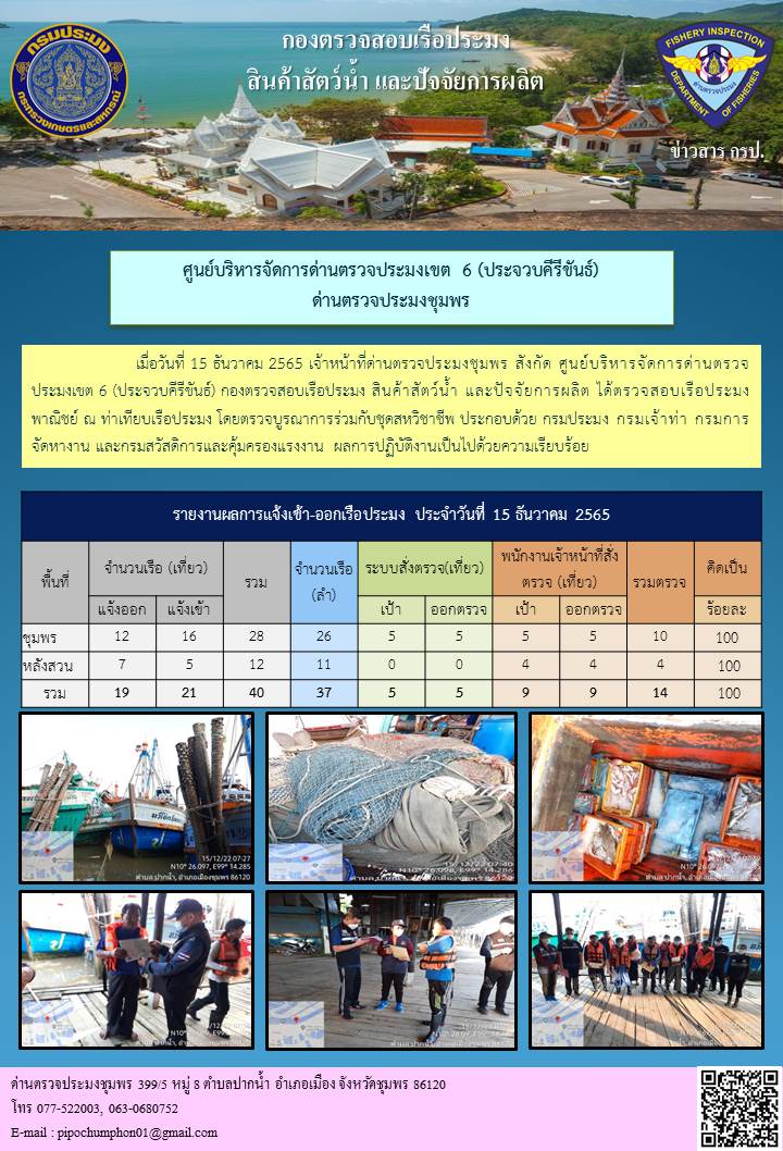 ตรวจสอบเรือประมงพาณิชย์ ณ ท่าเทียบเรือประมง..คลิก