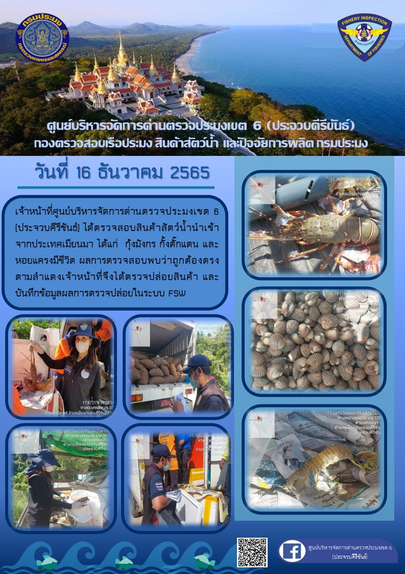 ตรวจสอบสินค้าสัตว์น้ำนำเข้าจากประเทศเมียนมา..คลิก