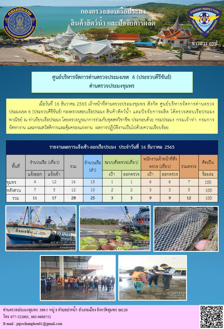 ตรวจสอบเรือประมงพาณิชย์ ณ ท่าเทียบเรือประมง..คลิก