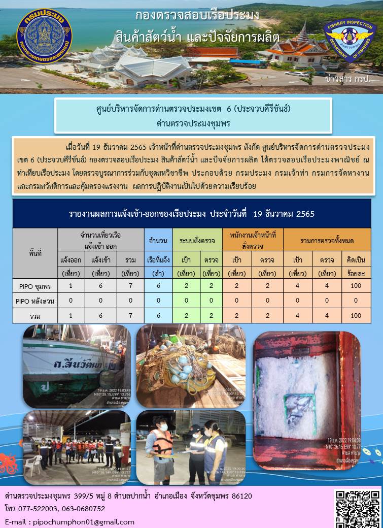 ตรวจสอบเรือประมงพาณิชย์ ณ ท่าเทียบเรือประมง..คลิก