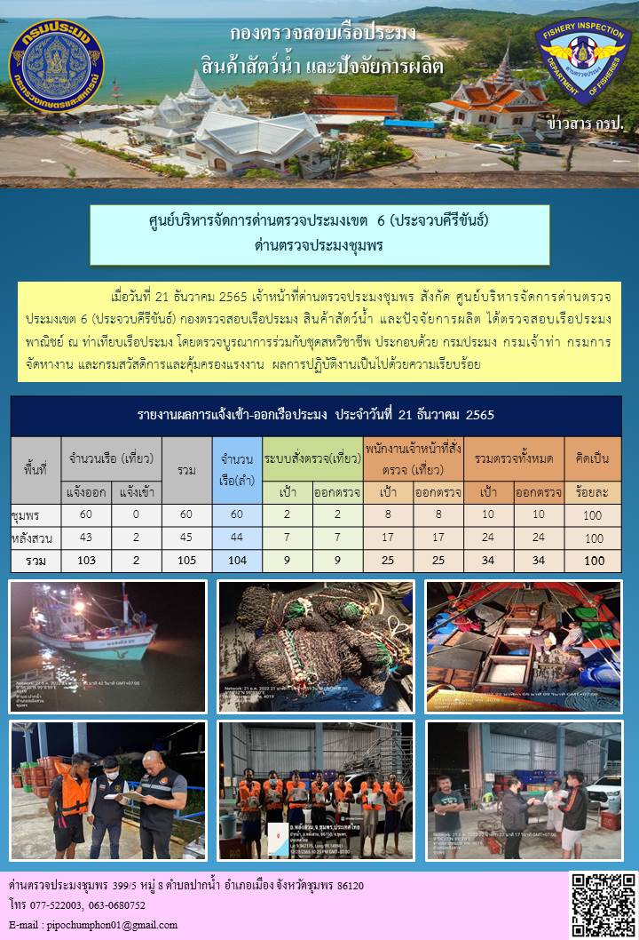 ตรวจสอบเรือประมงพาณิชย์ ณ ท่าเทียบเรือประมง..คลิก