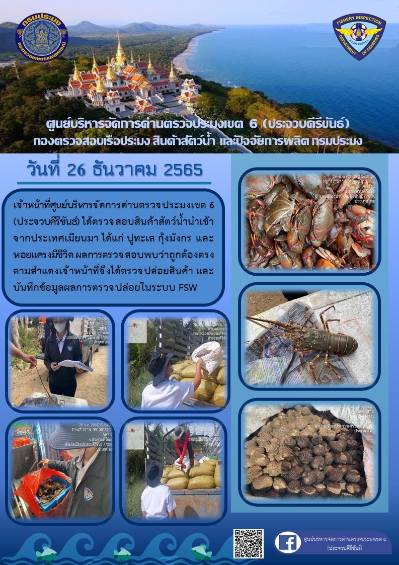 ตรวจสอบสินค้าสัตว์น้ำนำเข้าจากประเทศเมียนมา..คลิก