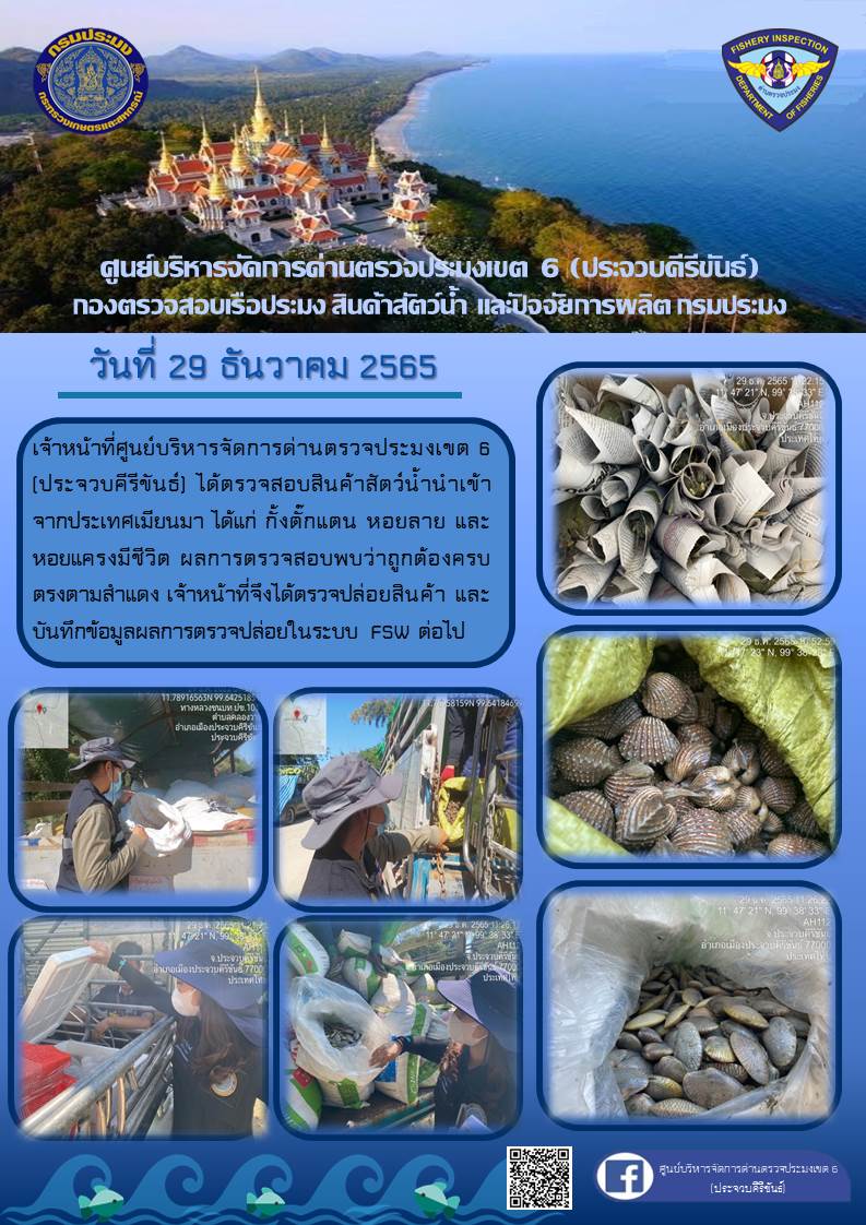 ตรวจสอบสินค้าสัตว์น้ำนำเข้าจากประเทศเมียนมา..คลิก