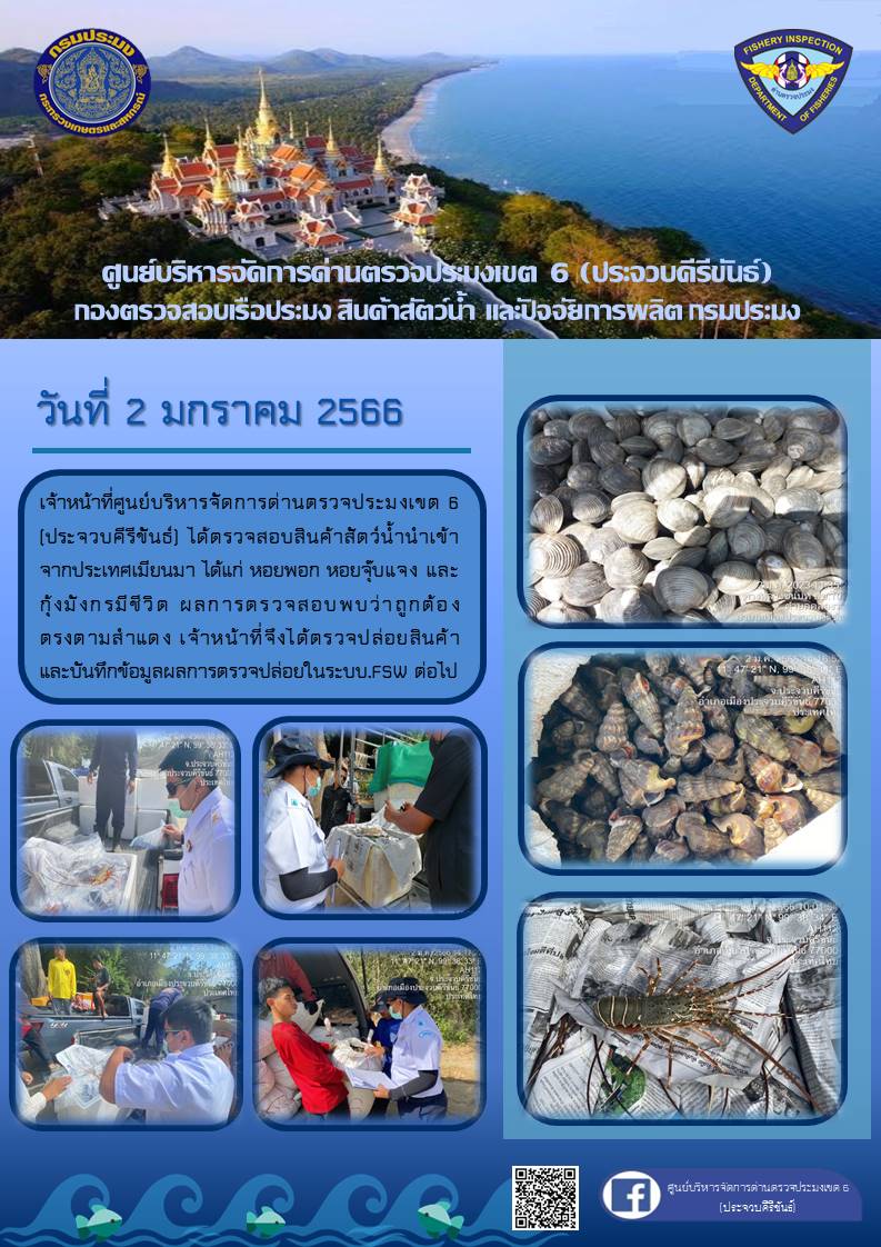 ตรวจสอบสินค้าสัตว์น้ำนำเข้าจากประเทศเมียนมา..คลิก