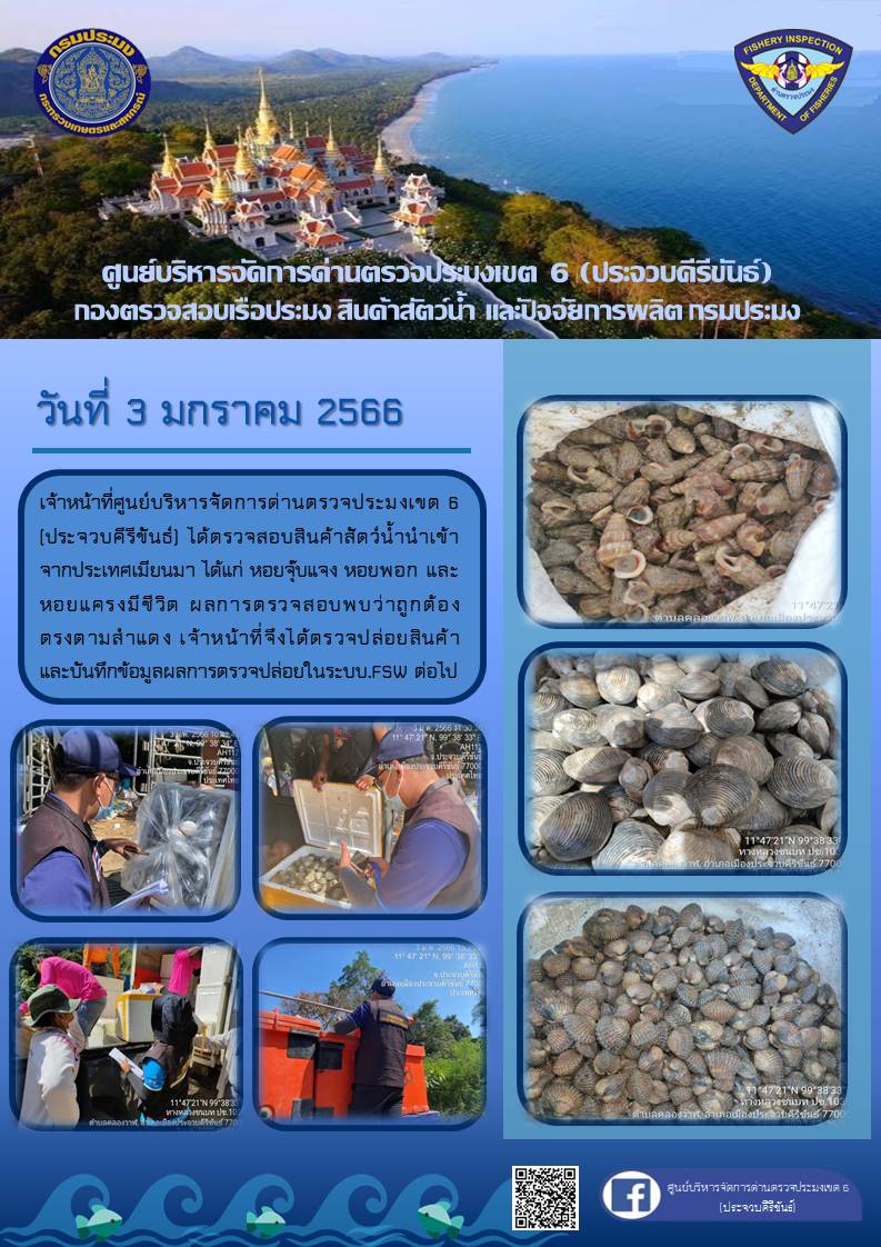 ตรวจสอบสินค้าสัตว์น้ำนำเข้าจากประเทศเมียนมา..คลิก