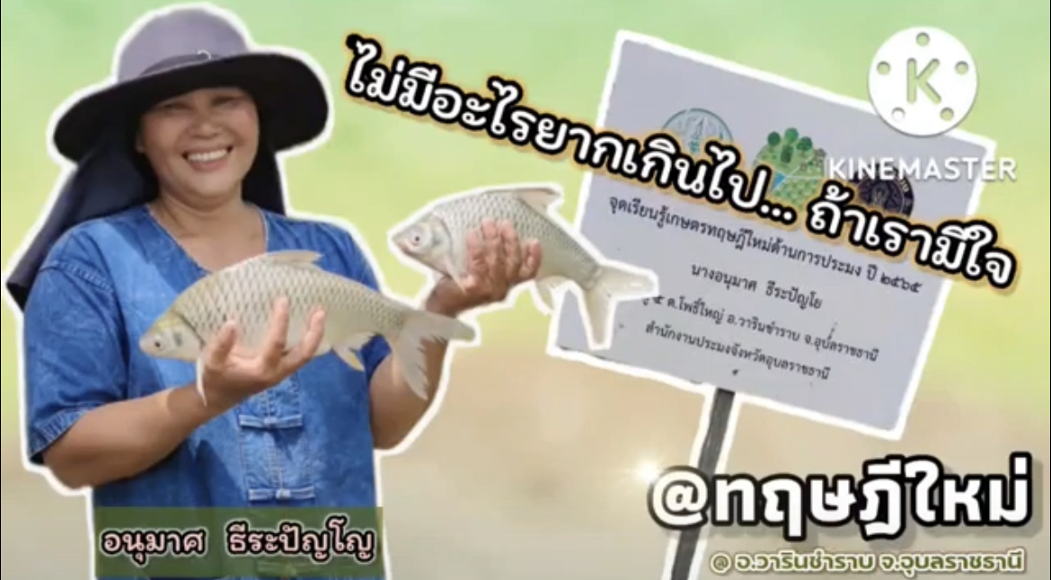 ทำการเกษตรที่หลากหลาย รายได้หลากหลายจากผลผลิตในพื้นที่ #เกษตรทฤษฎีใหม่_ด้านการประมง นางอนุมาศ ธระปัญโญ เกษตรกรโครงการเกษตรทฤษฎีใหม่ อ.วารินชำราบ จ.อุบลราชธานี  สามารถติดต่อได้ที่ 065 - 705 7981  FB : อนุมาศ ธระปัญโญ