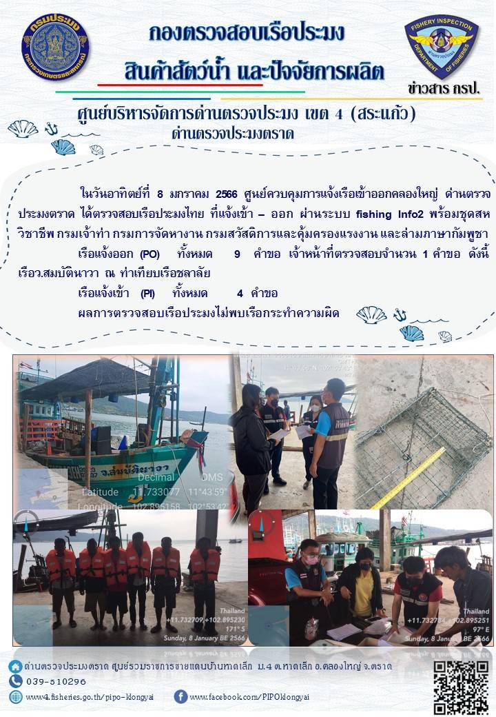 ผลการปฏิบัติงานประจำวันที่ 8 มกราคม 2566..คลิก
