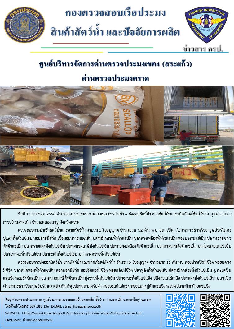ผลการปฏิบัติงานประจำวันที่ 14 มกราคม 2566..คลิก
