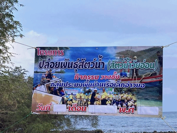 โครงการปล่อยพันธุ์สัตว์น้ำ (สัตว์น้ำวัยอ่อน) กิจกรรมวางซั้ง” ของกลุ่มประมงพื้นบ้านเรือเล็กอ่าวยอ เพื่อเพิ่มผลผลิตสัตว์น้ำ..คลิก