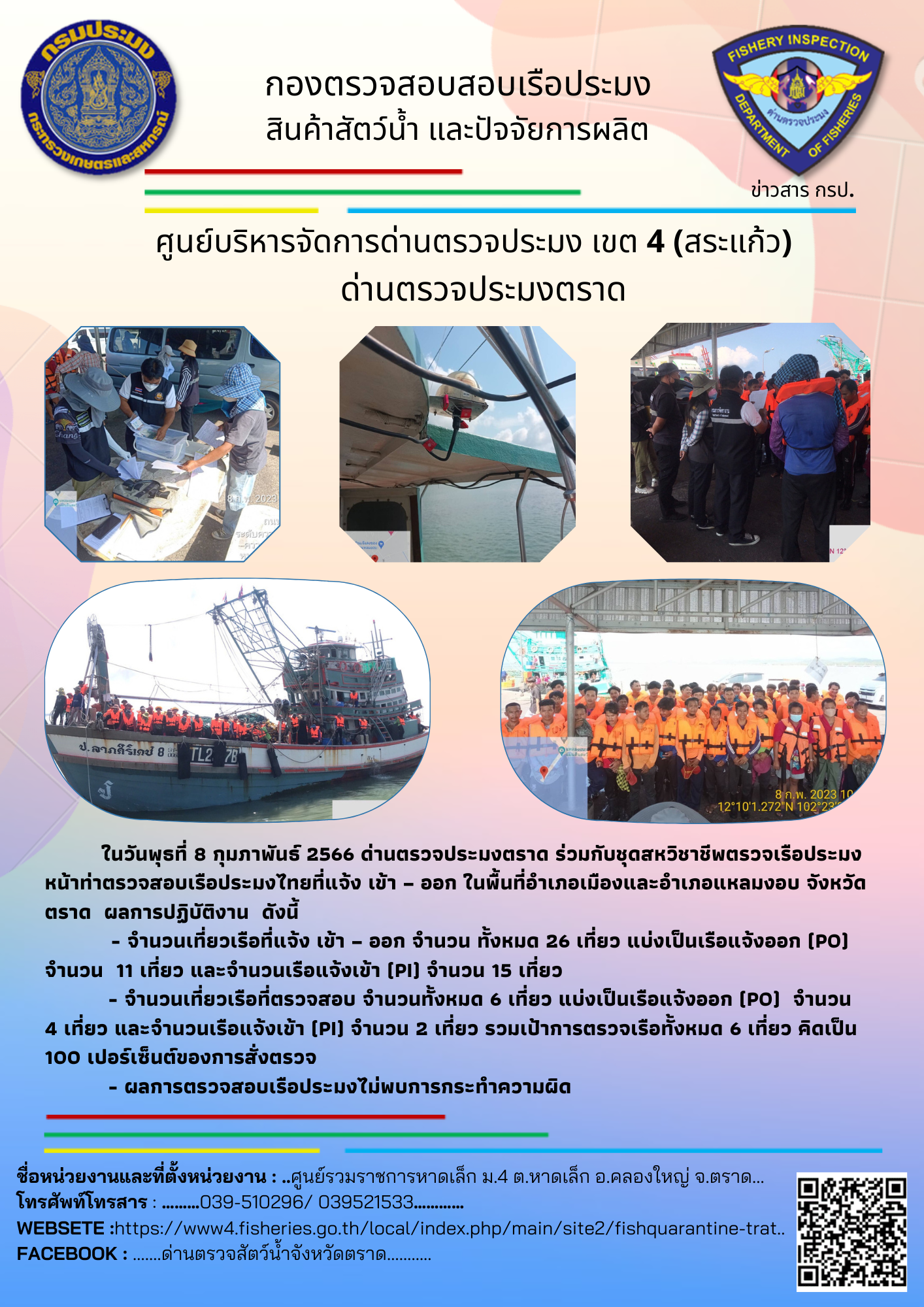 ผลการปฏิบัติงานประจำวันที่ 8 กุมภาพันธ์ 2566..คลิก