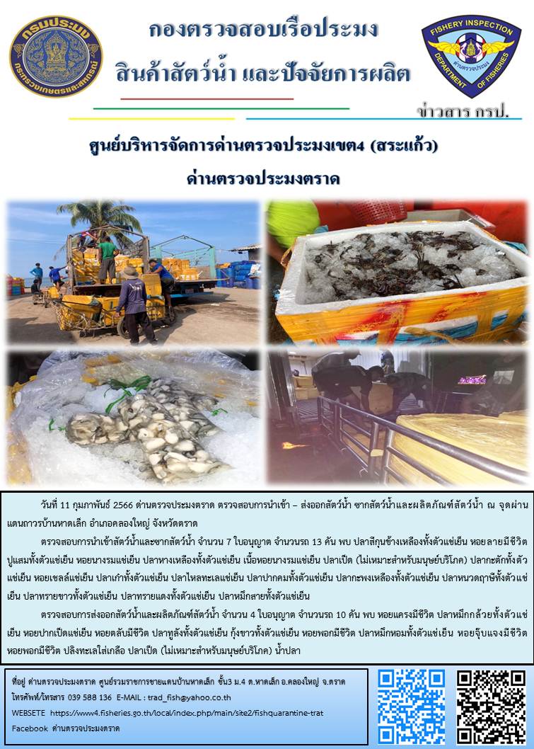 ผลการปฏิบัติงานประจำวันที่ 11 กุมภาพันธ์ 2566..คลิก