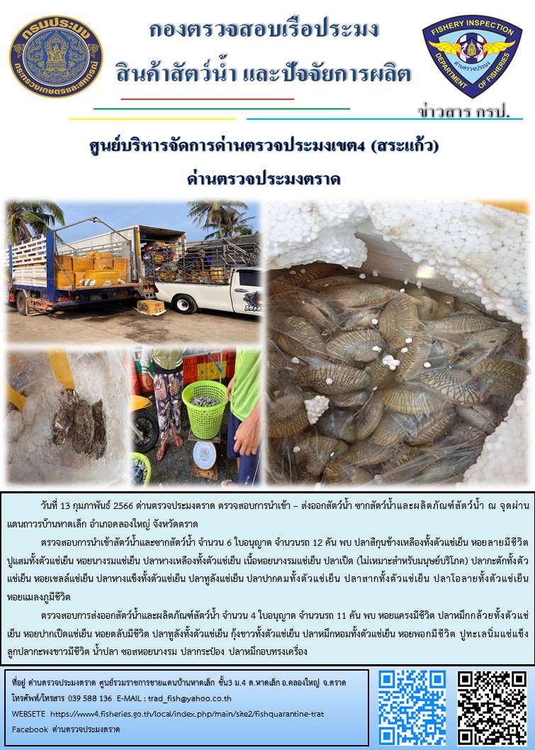ผลการปฏิบัติงานประจำวันที่ 13 กุมภาพันธ์ 2566..คลิก