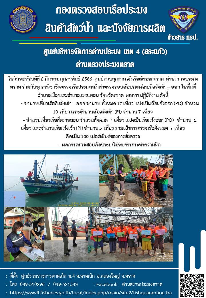 ผลการปฏิบัติงานประจำวันที่ 2 มีนาคม 2566..คลิก