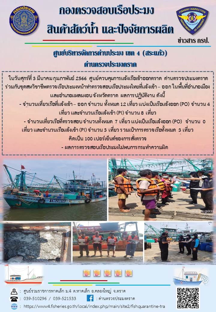 ผลการปฏิบัติงานประจำวันที่ 3 มีนาคม 2566..คลิก