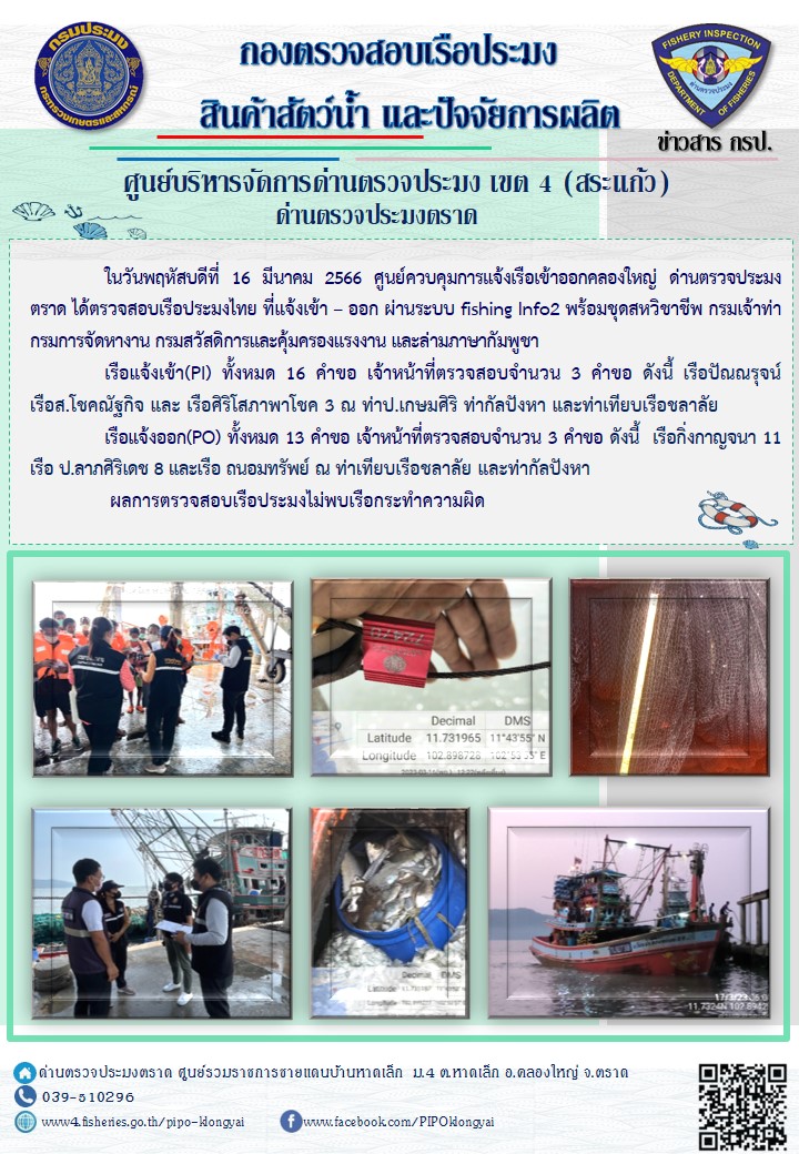 ผลการปฏิบัติงานประจำวันที่ 16 มีนาคม 2566..คลิก
