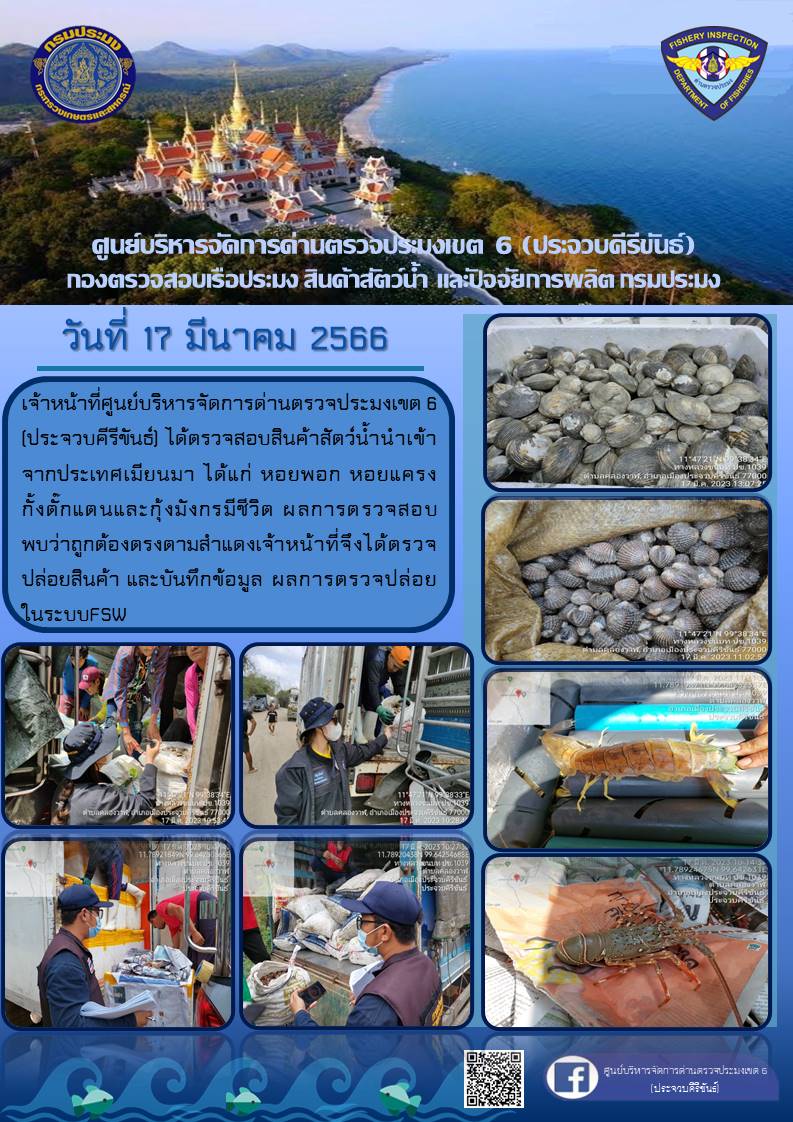 ตรวจสอบสินค้าสัตว์น้ำนำเข้าจากประเทศเมียนมา..คลิก