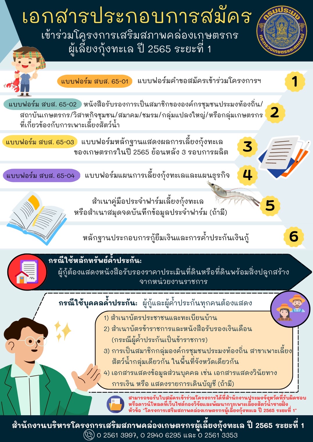 ประชาสัมพันธ์ เปิดรับสมัครโครงการเสริมสภาพคล่องเกษตรกรผู้เลี้ยงกุ้งทะเล..คลิก