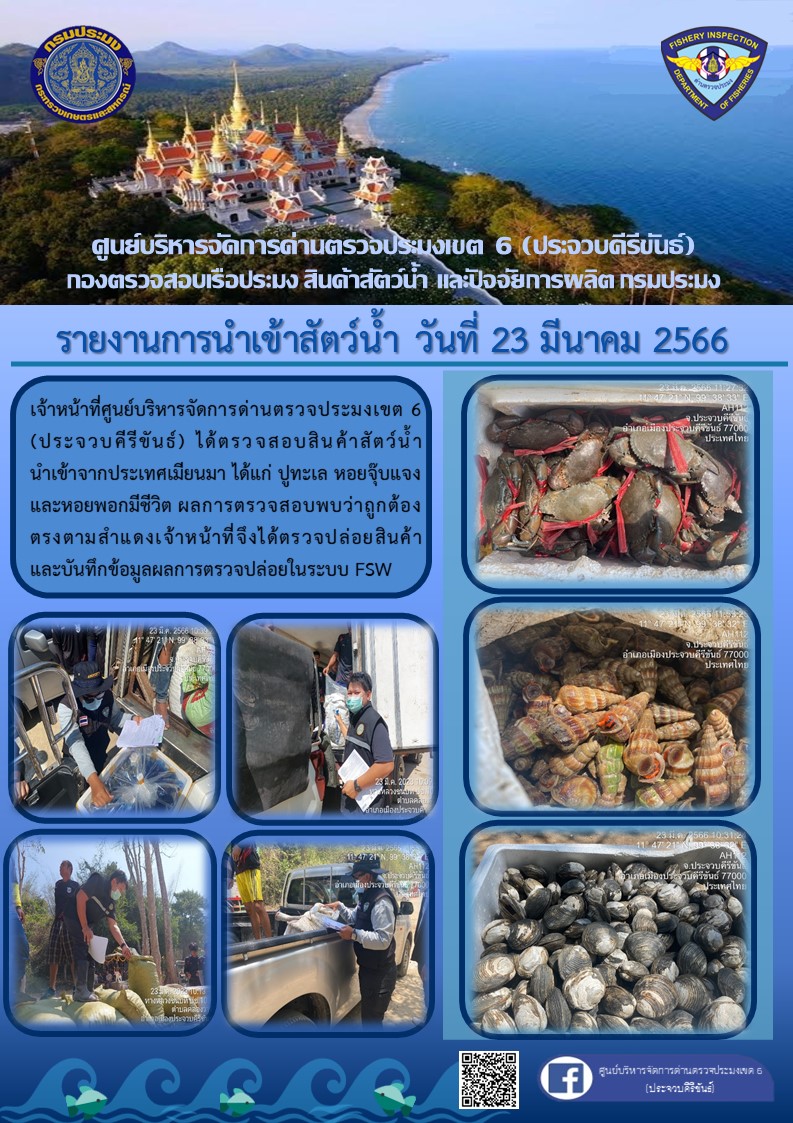 ตรวจสอบสินค้าสัตว์น้ำนำเข้าจากประเทศเมียนมา..คลิก