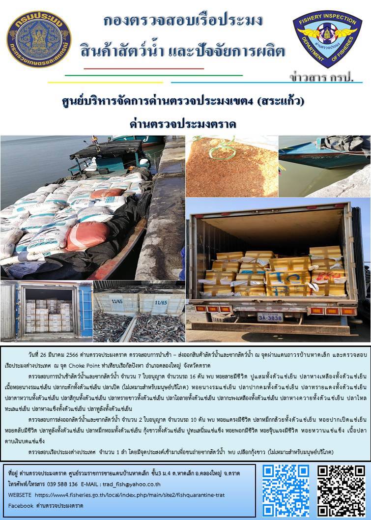 ผลการปฏิบัติงานประจำวันที่ 26 มีนาคม 2566..คลิก