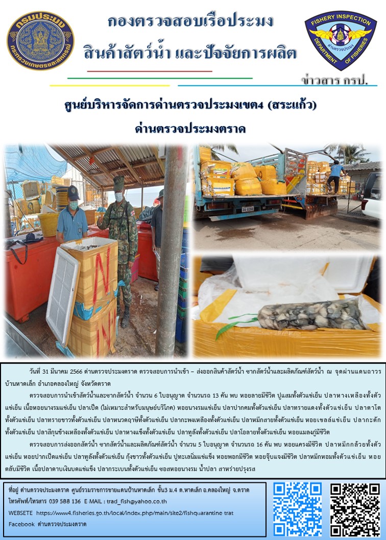 ผลการปฏิบัติงานประจำวันที่ 31 มีนาคม 2566..คลิก