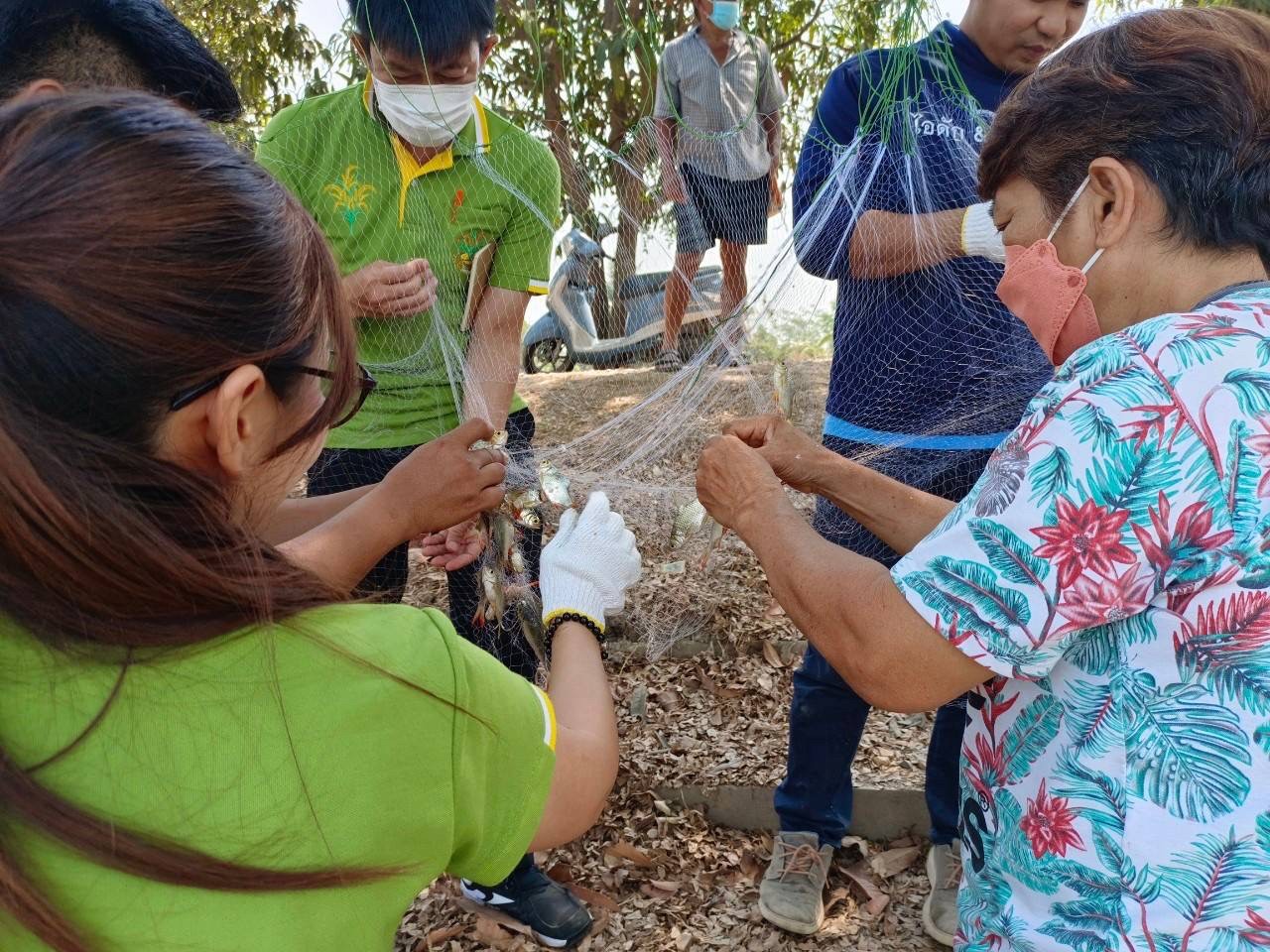 ลงพื้นที่ทำการประเมินปริมาณสัตว์น้ำต่อหน่วยการลงแรงประมง (CPUE) หลังปล่อยพันธุ์สัตว์น้ำ ครั้งที่ 1 ณ บ่อหลวงบึงอ้อ หมู่ 4 ตำบลบ้านอิฐ อำเภอเมืองอ่างทอง ในโครงการธนาคารสินค้าเกษตร..คลิก